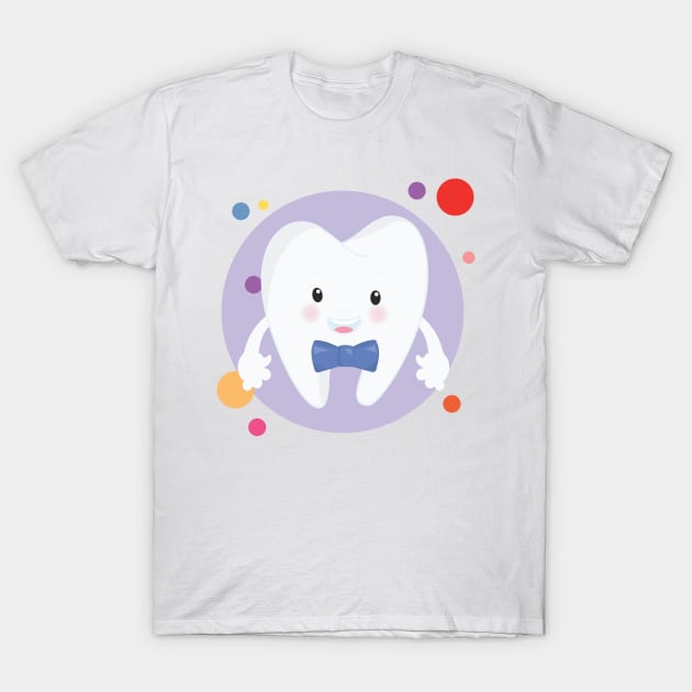 Cute Adorable Gentleman Tooth Kawaii Design T-Shirt by The Little Store Of Magic